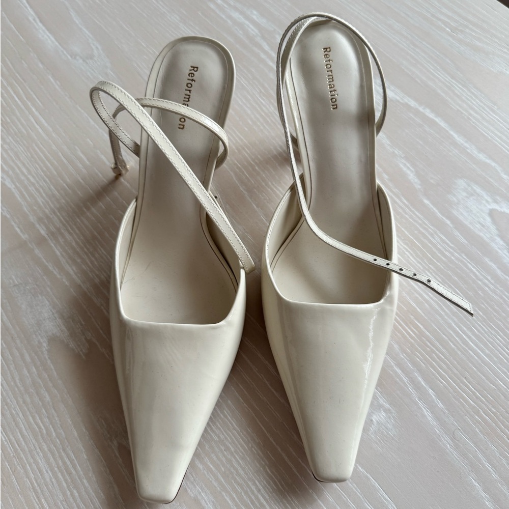 Reformation Off-White Slingback Heels